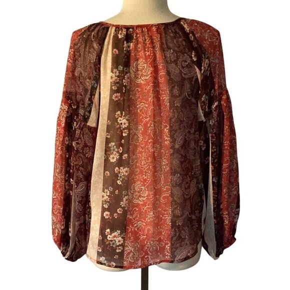 Lovestitch Chiffon Boho Long Sleeve Top Blouse Women’s Small - Picture 3 of 9